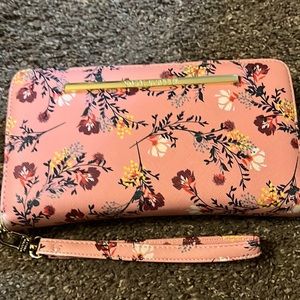Pink floral Steve Madden zipper wallet